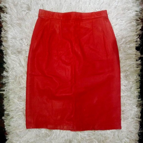Sangucci Dresses & Skirts - ‼️SOLD‼️ VINTAGE SANGUCCI RED GENUINE LEATHER SKIRT!!